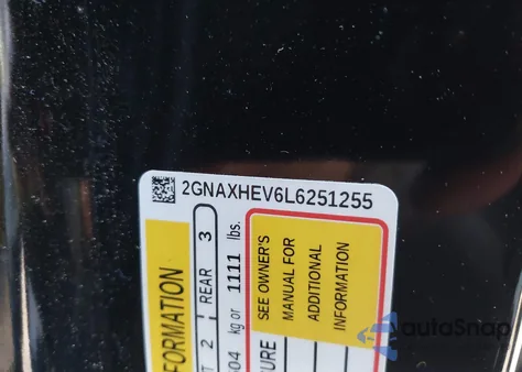 2020 Chevrolet Equinox Fwd Ls из США, поврежденный, VIN 2GNAXHEV6L6251255